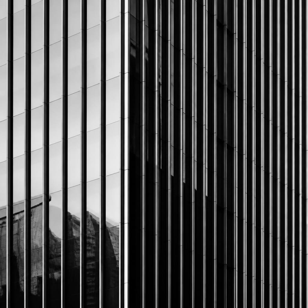 Abstract glass and steel enterprise building facade